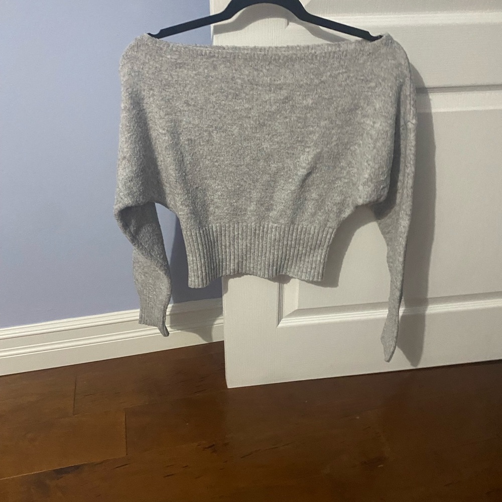 Women's Gray Off-Shoulder Sweater